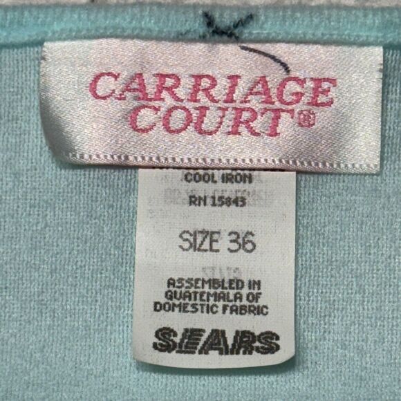 Vintage Sears Carriage Court Nightgown Turquoise Fleece Top Size 36 Small NWT - Picture 9 of 9